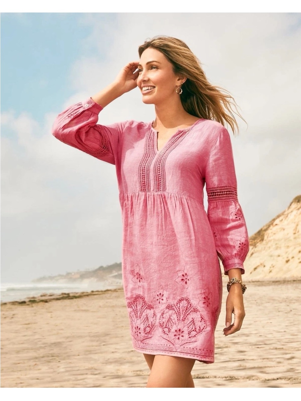 Tommy Bahama Pink Embroidered Dress